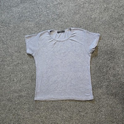 Brandy Melville Top Womens One Size Blue White Striped Micro Waffle Casual Basic