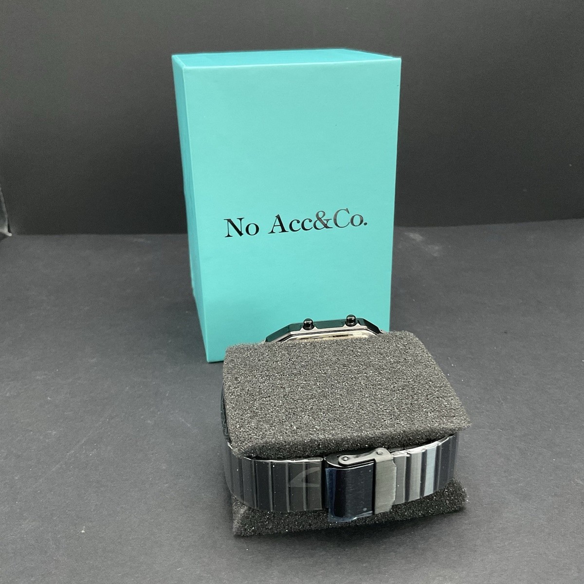 No Acc&Co Ana-Digi Temp Tiffany Dial Analog Digital Quartz Watch Box Set Black View 6