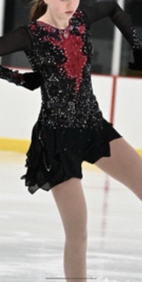 red and black figure skating dress Ice Skating Dress Red Black Stitching Performance wear Teens Long Sleeves  Figure Skating Dress for Competition : Clothing, Shoes & Jewelry