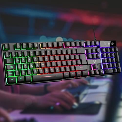 RGB Backlit Wired Gaming Keyboard, Mechanical Feel, UK Layout, USB, for ...