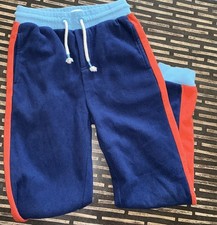 Mini Boden Boys Blue Fleece Sweatpants Drawstring Red Stripe 10Y
