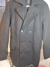 Women's Tech Black Pea Coat Medium