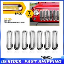 Front Grille Inserts Mesh Grill Cover Decor Frame For 2007-2018 Jeep Wrangler Jk