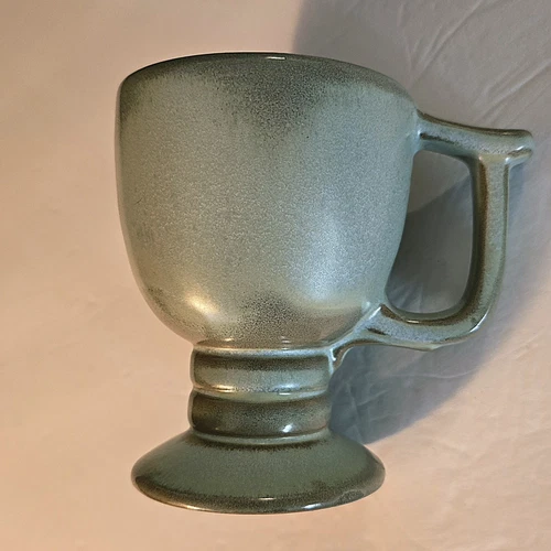Vintage Frankoma Pottery #C13 Prairie Green Footed Pedestal Mug 4.25"