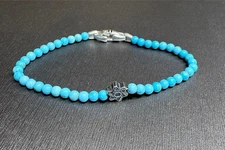 David Yurman .925 Sterling Silver Turquoise Beads Star Of David Men Bracelet 4mm