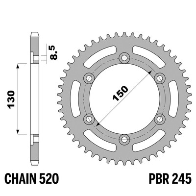 HONDA XL-RC PROLINK 500 1982-1987 corona PBR passo 520 41 Denti Acciaio C