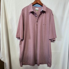 Greg Norman Play Dry XL Cranberry Red Golf Performance Polo Striped Shirt