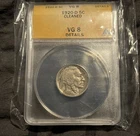 Authenticated Buffalo Nickel 1920; 1920-D 5C Cleaned; VG 8; Graded by ANACS