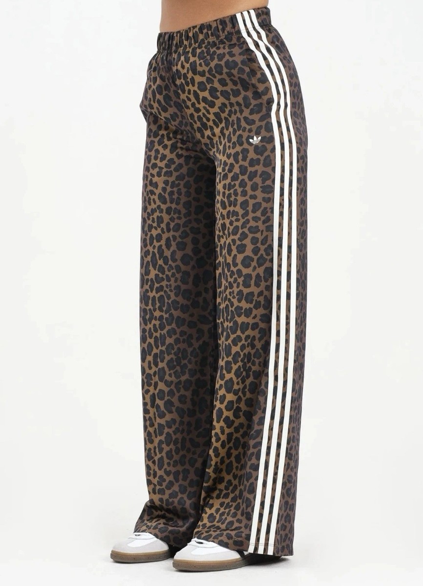 Adidas 'Leopard Print' Satin Wide Leg Track Pant | size M | KA2666