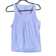 New Prana Womens Small White Sleeveless Striped Layered Athletic Tank Top