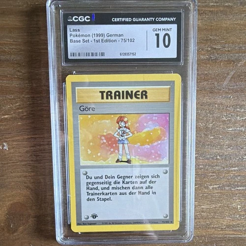 CGC 10 Lass Base Set 1st Edition 75/102 Common Regular DE 1999 Pokemon TCG
