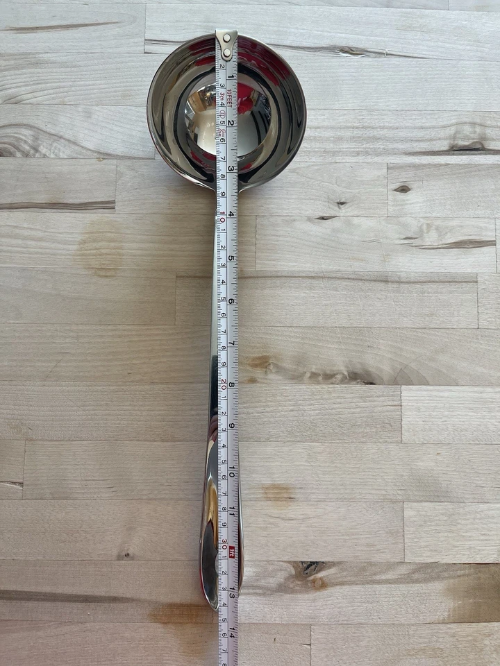 All Clad Stainless Steel 6 oz Serving Ladle 14" Professional Utensil w Hang Hole - Image 2 of 4