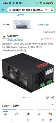 Cloud Ray 120 Volt CO2 Laser Cutting Power Supply