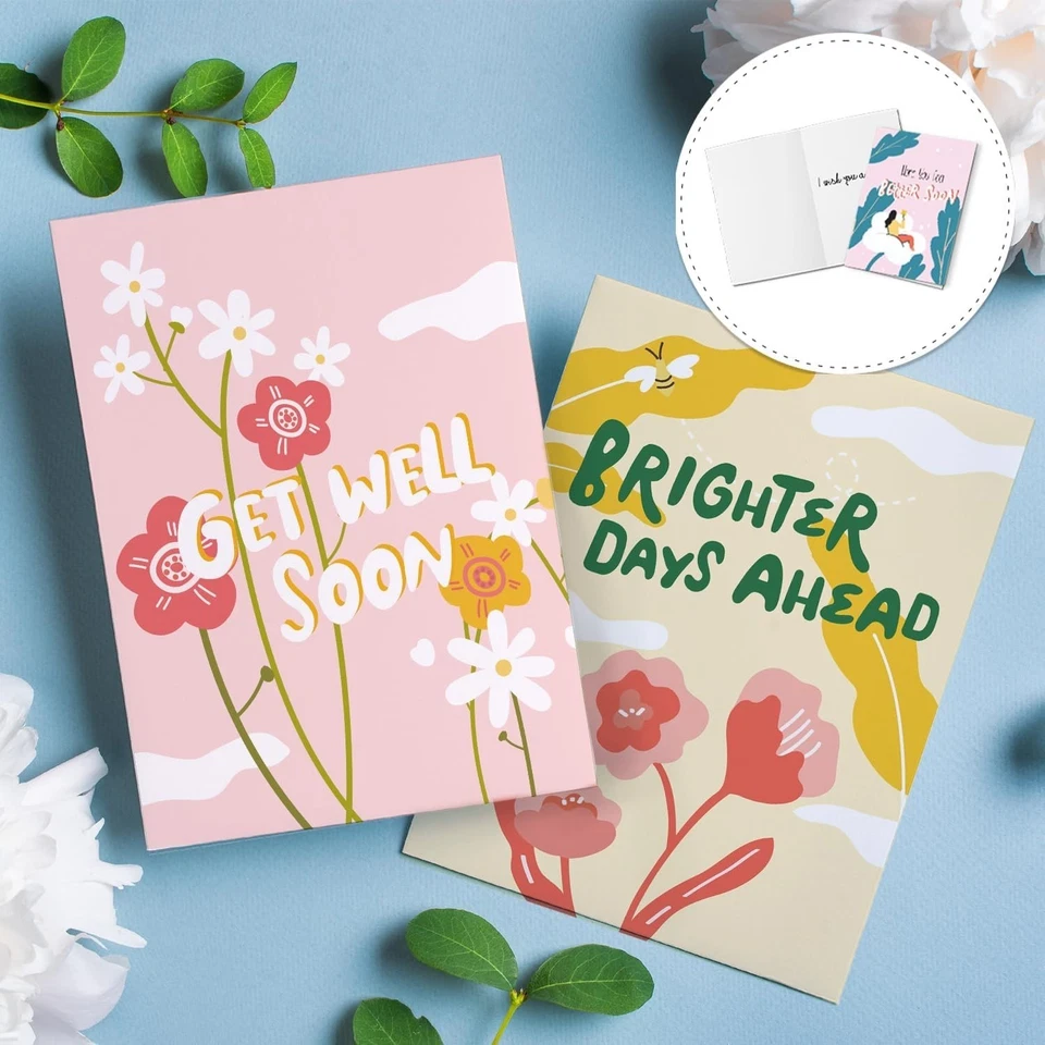Tarjetas Thoughtful Get Well para familiares y amigos - Juego de cartulina de lujo de 5,8"x8" Foto 4 de 4