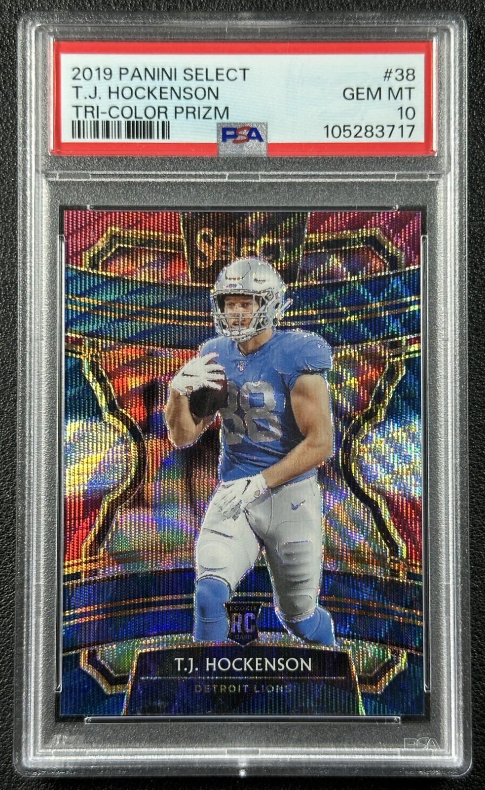 TJ Hockenson Panini Select #38 Tri-Color Prizm