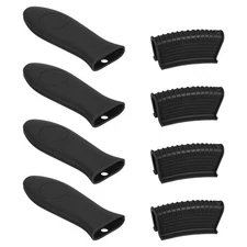 8pcs Silicone Hot Handle Holder, Silicone Assist Handle Holder Black