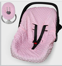 Carseat Canopy Pink Minky Infant Car Seat Cushion Cover Liner w/ Harness Slots