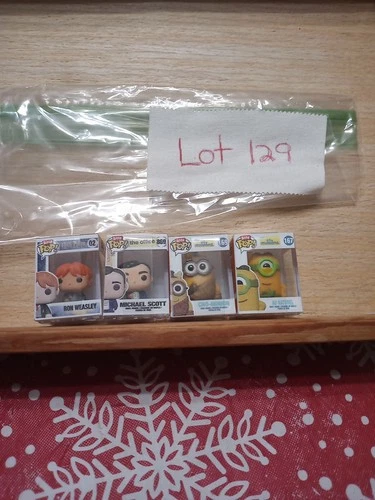 FUNKO BITTY POP LOT OF 4 A LITTLE OF THIS AND THAT 2 MINIONS 1 THE OFFICE 1 HARR