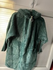 Alpaca Art Damen Mantel Jacke extravagant Gr. 38 bis 48 Grün Kaputze Fell Webpel