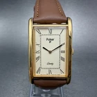Seiko Pulsar Tank Watch Men 24mm Cream Dial Gild Tone V250-5000 New Battery VTG