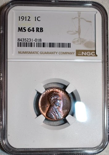 NGC MS-64 RB 1912-P Lincoln Cent, Attractively Toned, Red-Brown specimen.