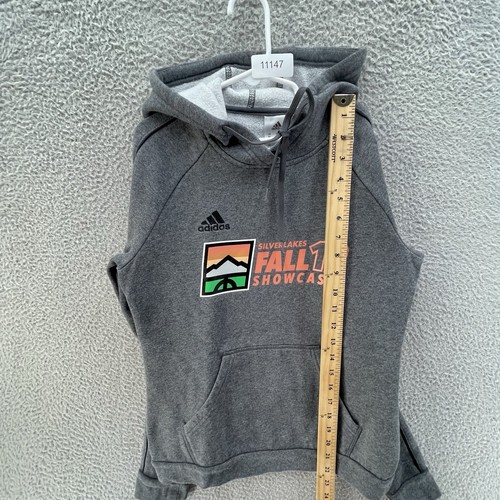 Adidas Silver Lake CA Hoodie Boys Extra Small Grey Front Logo Fleece Lined Comfy - Picture 13 of 14