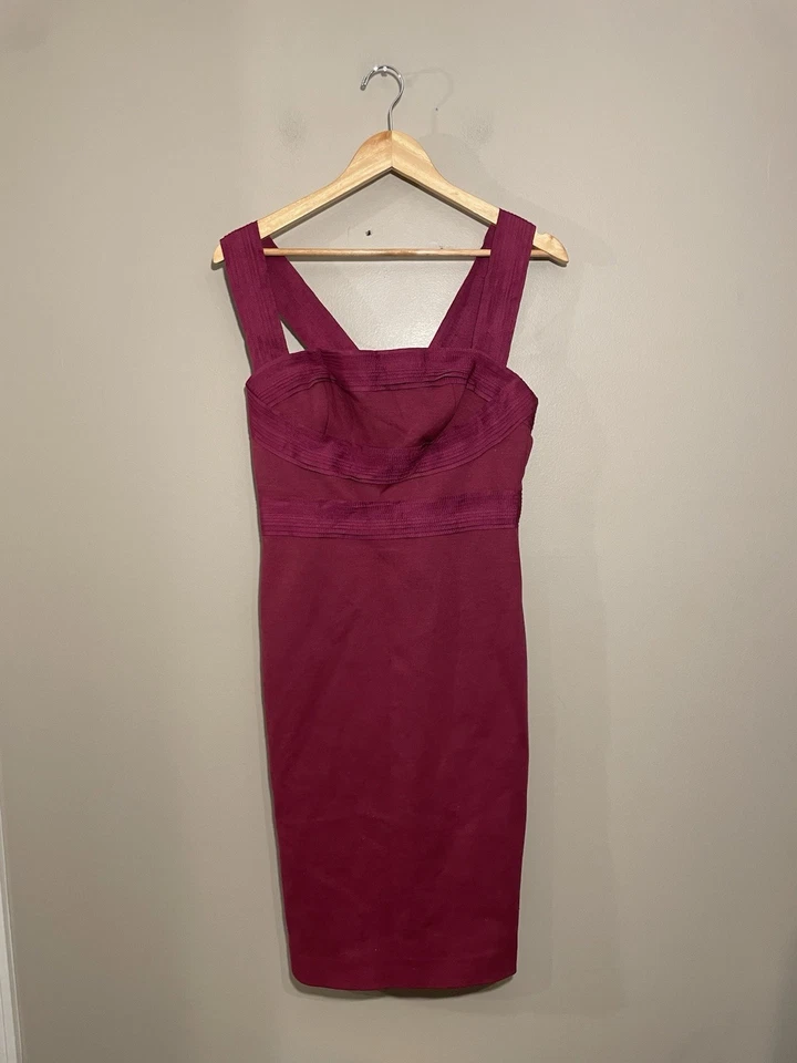 Vestido justo feminino Robert Rodriguez malha dupla gorgorão 6 magenta $385 - Imagem 2 de 4