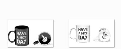 Keramik Tasse: Stinkefinger +  Have a nice day in schwarz oder weiss Kaffee Tee