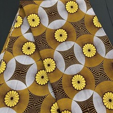African fabric, Ankara fabric, Metallic gold glitter, caramel circles fabric