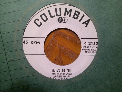 PROMO COLUMBIA 45 RECORD/POLLY O'NEAL/JOE WOLVERTON/MY GAMBLIN HEART/HERE'S TO U