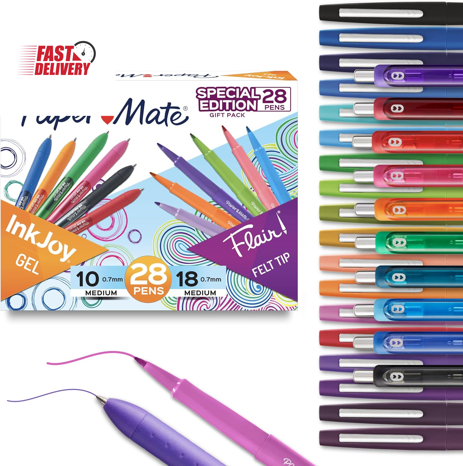Pens Variety Pack, Inkjoy Retractable Gel Pens, Flair Felt Tip Pens, 28-Count, A-image