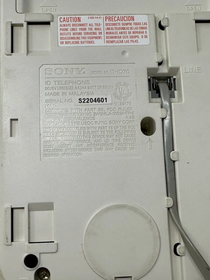 Teléfono multifunción Sony IT-ID70 identificador de llamadas pantalla LCD funcionamiento sin cable de CA Foto 3 de 3