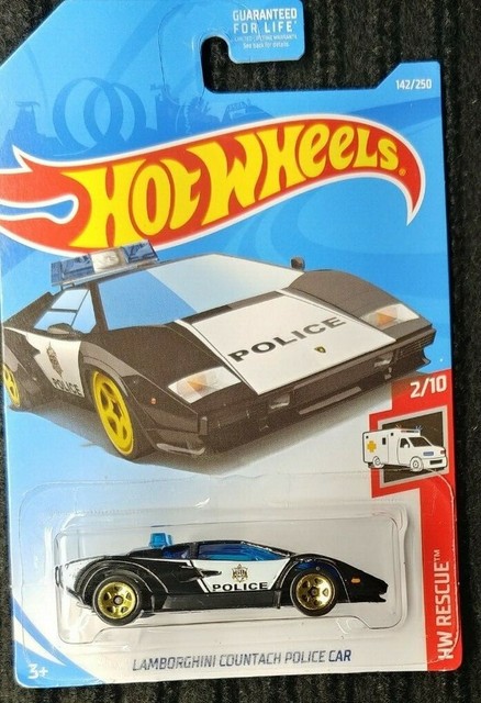 Hot Wheels Rescue Lamborghini Countach Police Car - Black ...