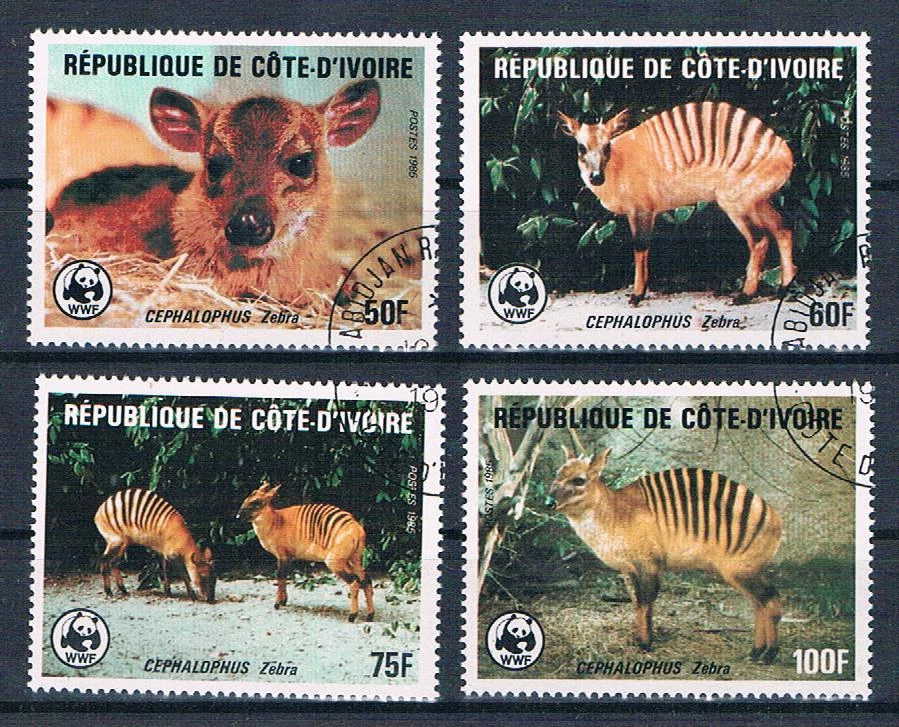 G/12  WWF, Wildtiere Elfenbeinküste, Satz komplett  /o - Bild 1 von 1