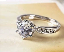 1.25 CT Round Cut Moissanite Wedding Engagement Ring Real 925 Sterling Silver