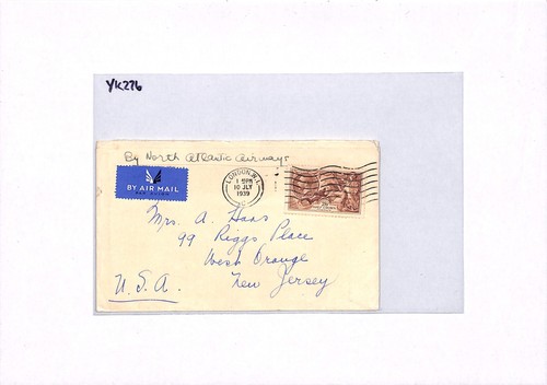 GB Air Mail Cover 2s/6d SEAHORSE HIGH VALUE London USA NJ East Orange 1939 YK276 - Picture 11 of 13