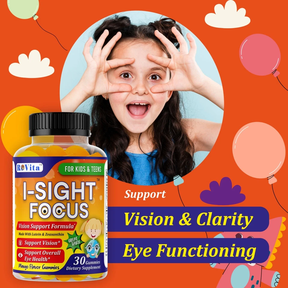 Gomitas I-SIGHT FOCUS para la salud ocular de los niños con luteína y zeaxantina apoyo visual Foto 3 de 4