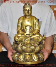 Tibet Buddhism temple brass Shakyamuni Shakya Mani 'Swastika' buddha god statue