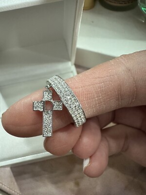 AUTHENTIC Christian Dior DIOR Silver Finish Metal Cross D AUTHENTIC Christian Dior DIOR Silver Finish Metal Cross D