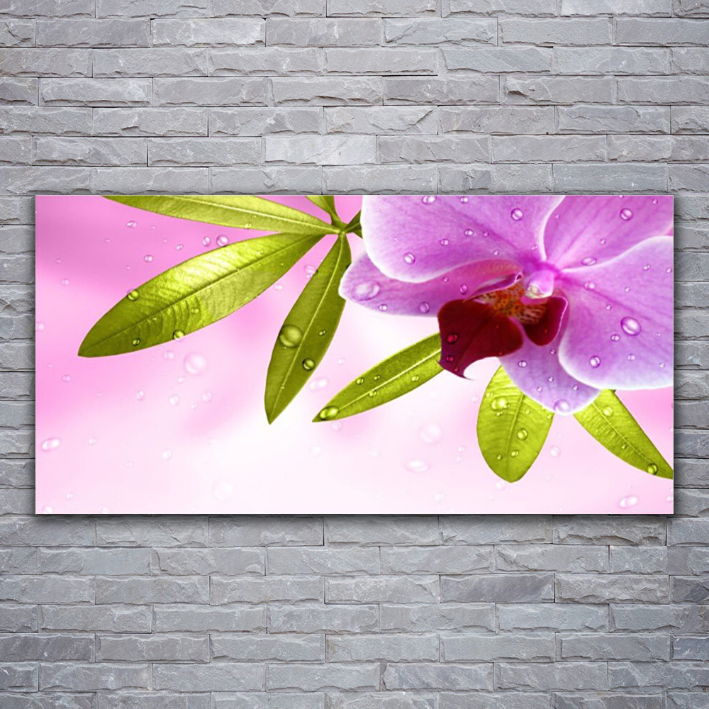 Tableau sur verre acrylique Tulup 120x60 cm décor imprimé de fleurs et feuilles mural