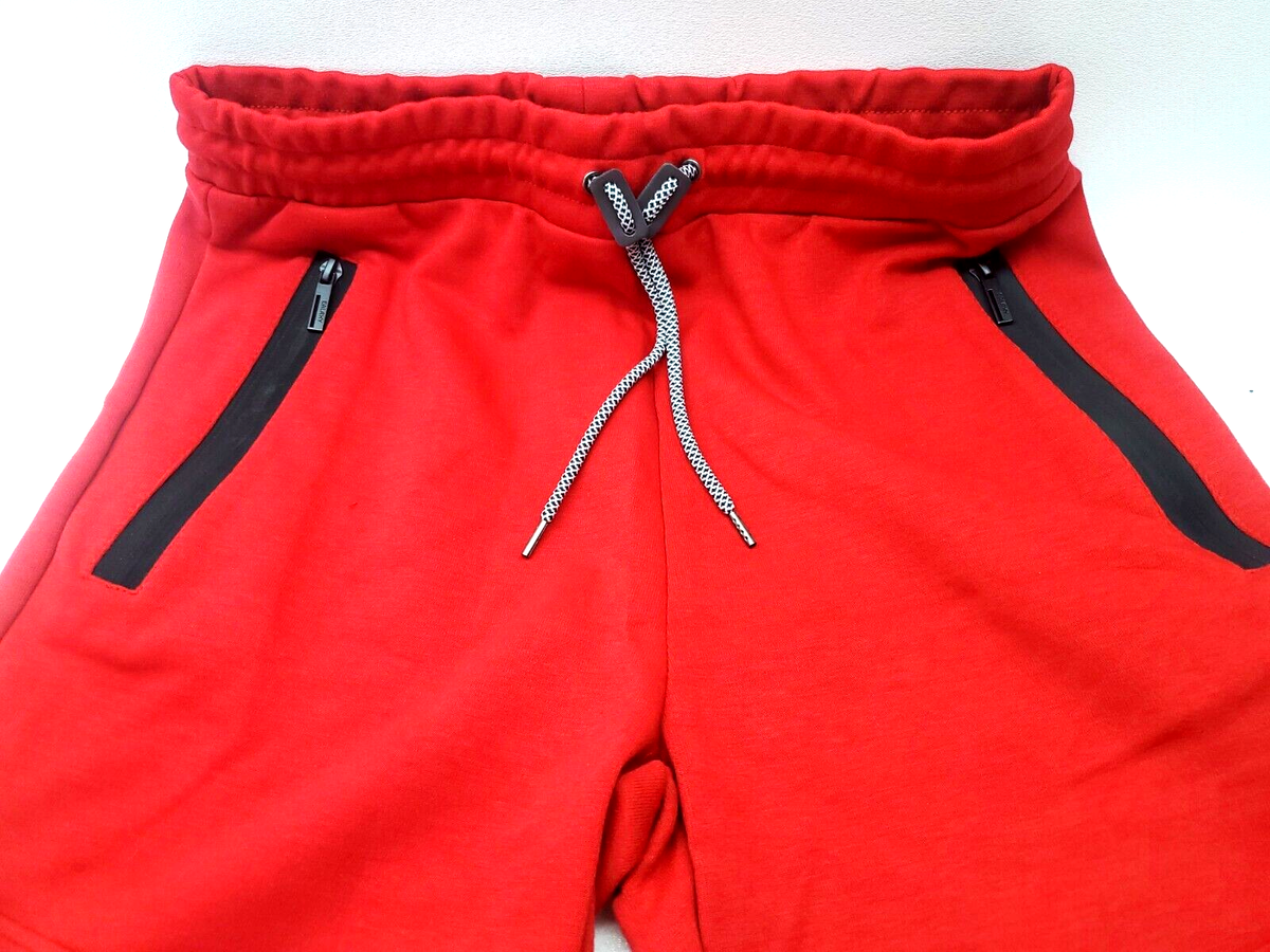 Galaxy by Harvic Men's Shorts Zippered Pockets Red Tech Fleece