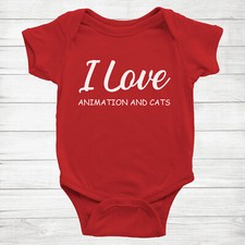 Baby Bodysuit Romper Rib Clothes Funny Cat gift printed Love Animation & Cats