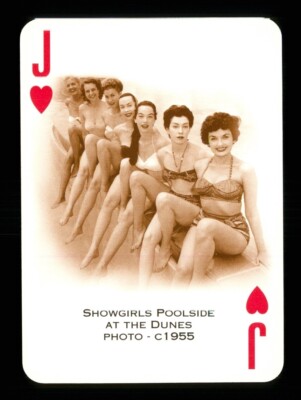 1 * Spielkarte Las Vegas Showgirls am Pool in den Dünen um 1955 Jack Hearts