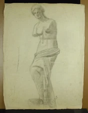 R Berly Drawing Greco-Roman Sculpture Aphrodite Venus de Milo Study c1900 62 cm