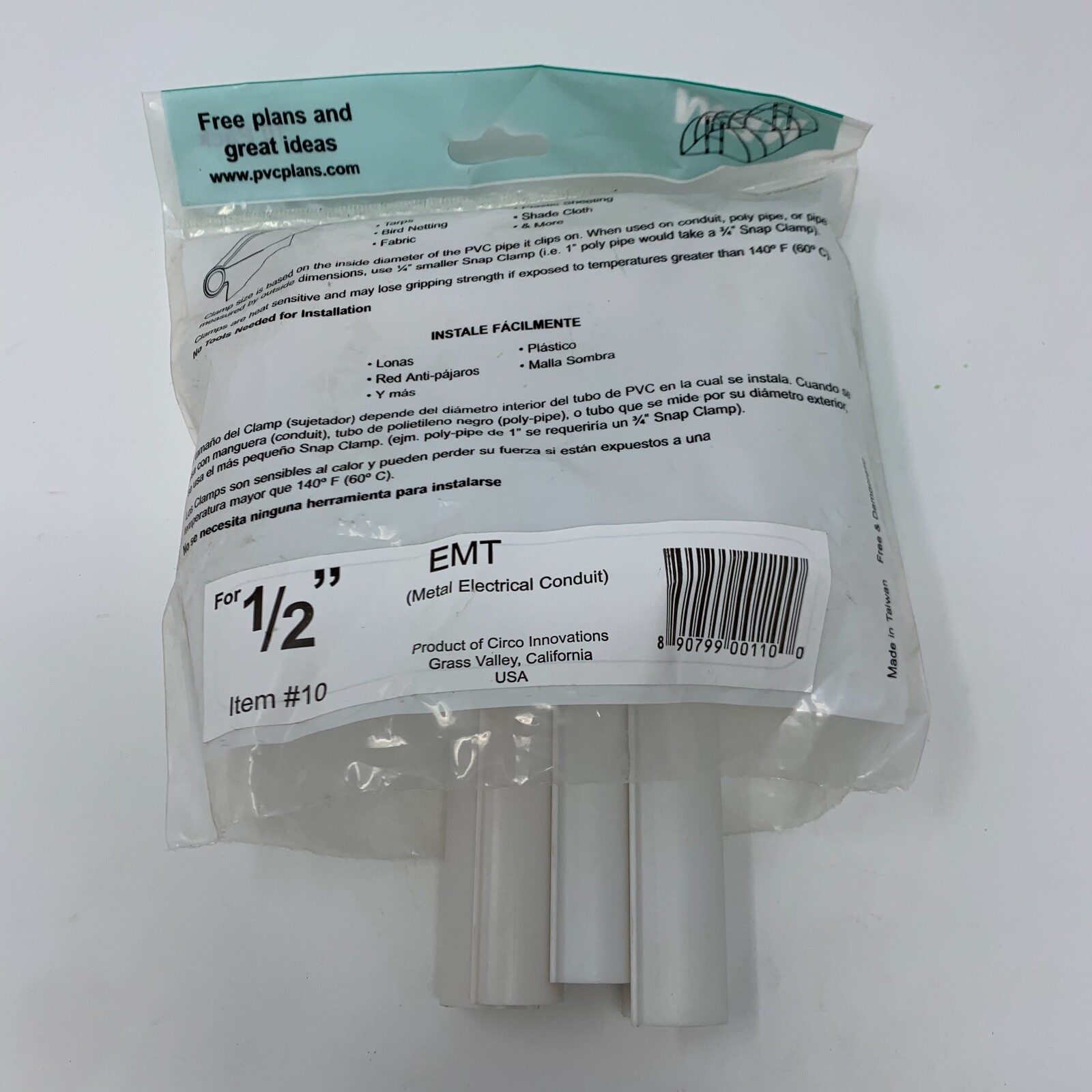 SNAP CLAMPS fits 1/2" EMT Pipe clamp tarps shade plastic to EMT