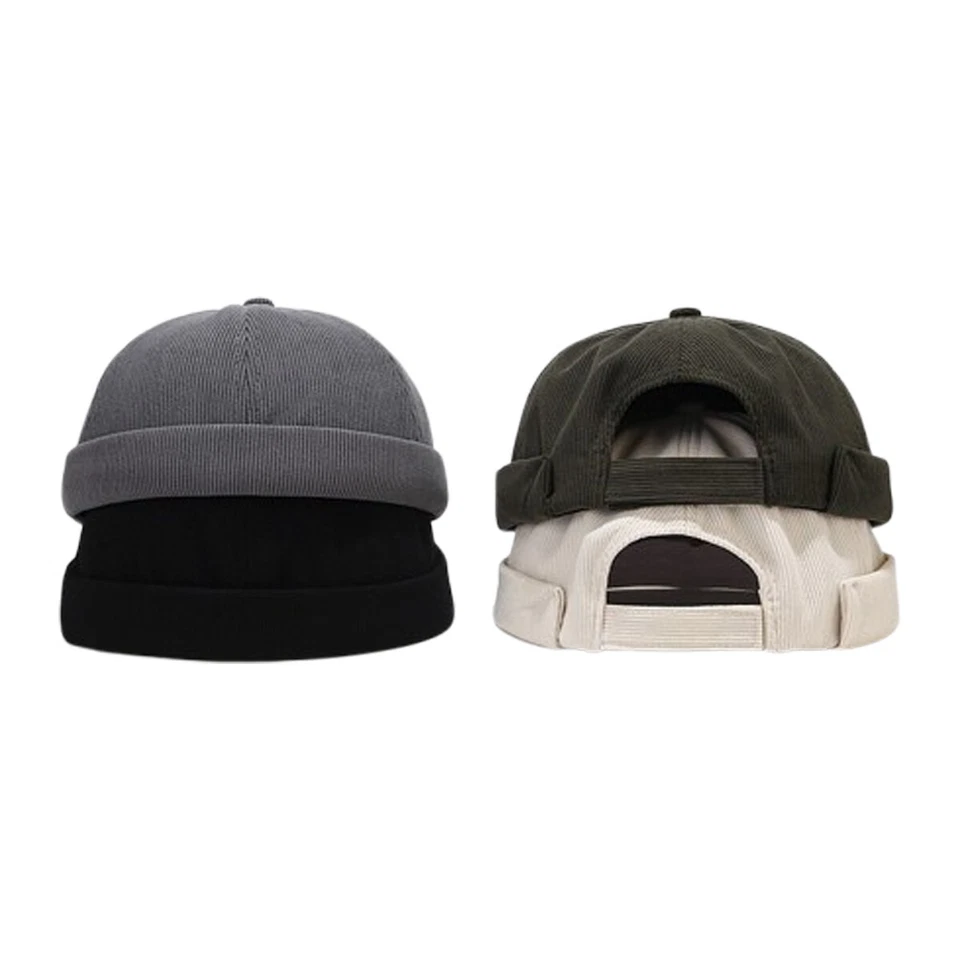 Herbst Winter Cord Docker-Cap Herren Brimless Hut Damen Seemannsmütze Hafenmütze - Bild 3 von 4