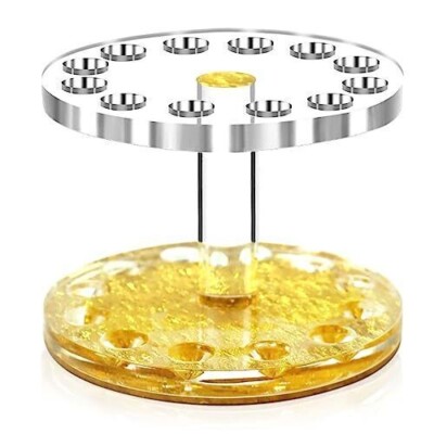 Acrylic Nail Brush Display Holder 12 Holes Make-up Brush Pen Stand (Gold)