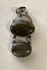 Vintage Eilat Stones & .925 Sterling Silver Pendant 
