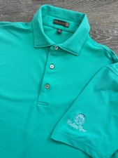 Peter Millar Polo Shirt Shirt Summer Comfort e4 Colleton River Club Logo Teal M
