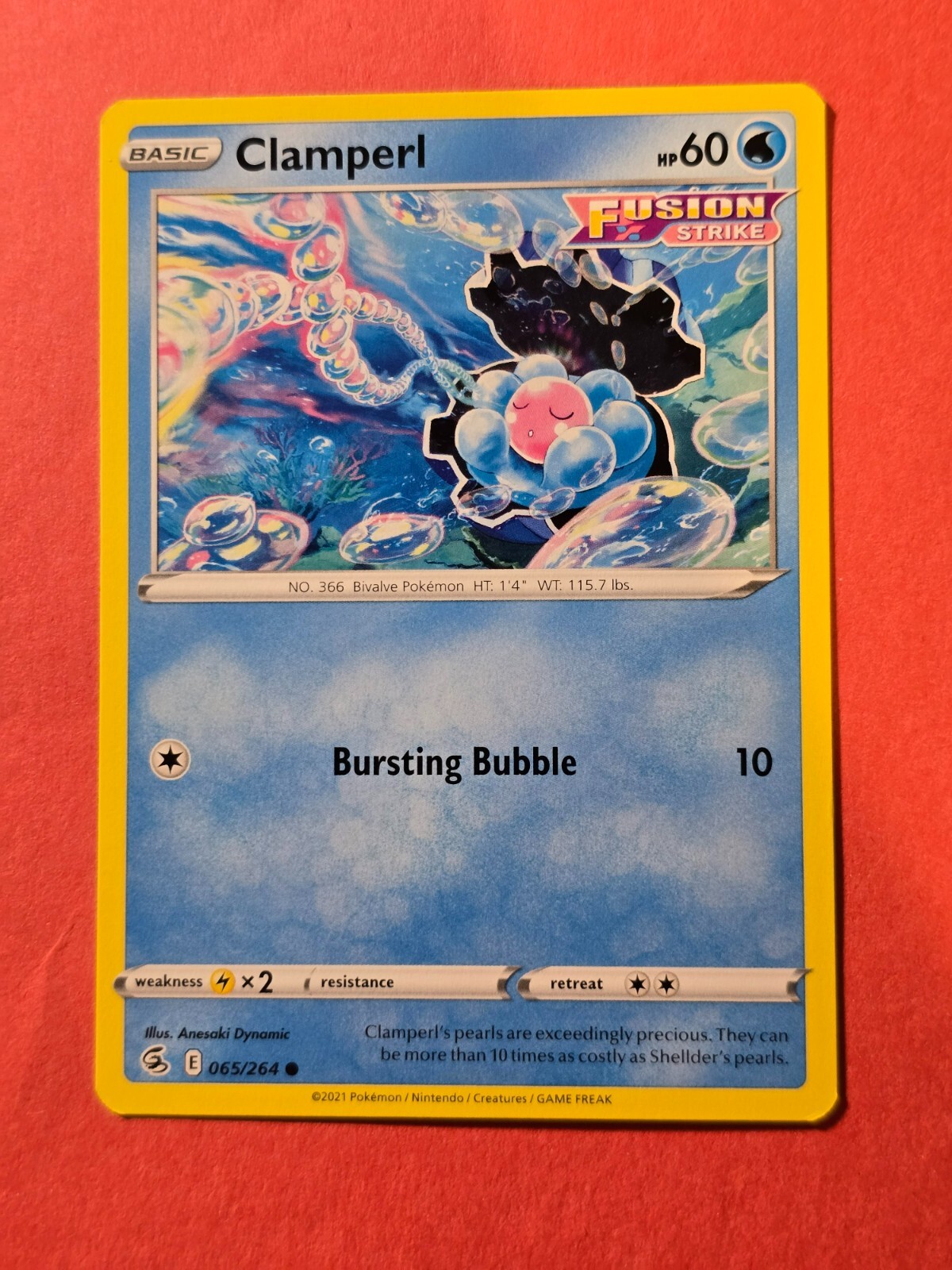 2021 Pokemon Sword and Shield Fusion Strike #65 Clamperl, C, NF/H, cd1